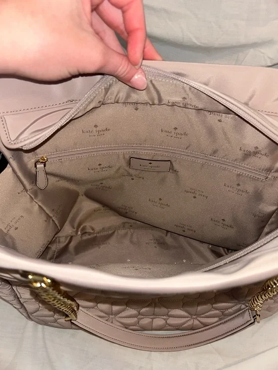 kate spade Quilted Leather Tote in Blush with Gold Chain Straps - Picture 7 of 9